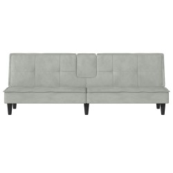 Canapé-lit avec porte-gobelets gris clair velours 623357623357