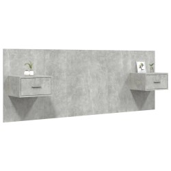 Tête de lit avec armoires Gris béton Bois d'ingénierie 623360623360