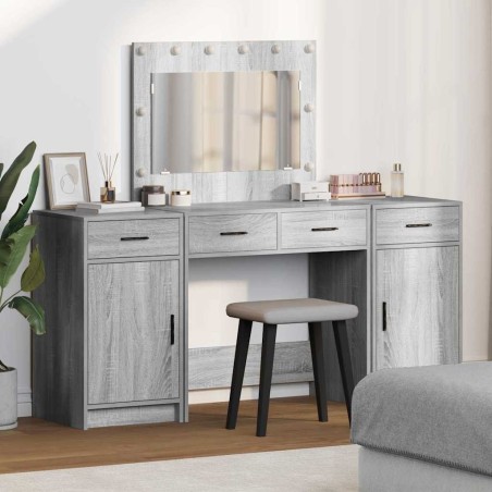 Table de Toilette avec tiroir 3 pcs Gris Bois d'ingénierie 623373623373
