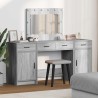 Table de Toilette avec tiroir 3 pcs Gris Bois d'ingénierie 623373623373