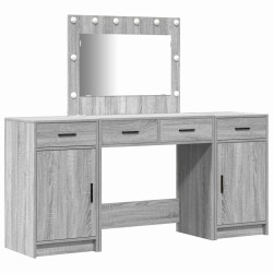 Table de Toilette avec tiroir 3 pcs Gris Bois d'ingénierie 623373623373