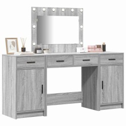 Table de Toilette avec tiroir 3 pcs Gris Bois d'ingénierie 623373623373