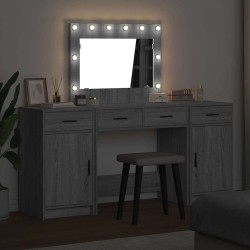 Table de Toilette avec tiroir 3 pcs Gris Bois d'ingénierie 623373623373