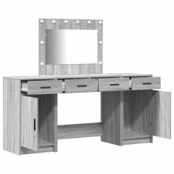 Table de Toilette avec tiroir 3 pcs Gris Bois d'ingénierie 623373623373