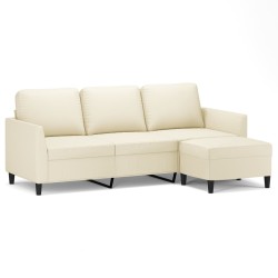 Canapé à 3 places avec repose-pieds Crème 180 cm Similicuir 623381623381