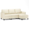 Canapé à 3 places avec repose-pieds Crème 180 cm Similicuir 623381623381