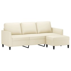 Canapé à 3 places avec repose-pieds Crème 180 cm Similicuir 623381623381