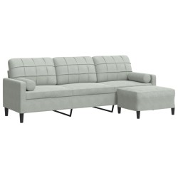Canapé à 3 places avec repose-pieds Gris clair 210 cm Velours 623385623385