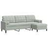 Canapé à 3 places avec repose-pieds Gris clair 210 cm Velours 623385623385
