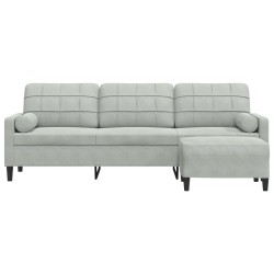 Canapé à 3 places avec repose-pieds Gris clair 210 cm Velours 623385623385