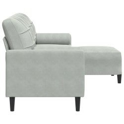 Canapé à 3 places avec repose-pieds Gris clair 210 cm Velours 623385623385