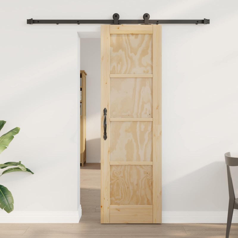 Porte coulissante Naturel et noir 61 x 198,5 cm 623386623386