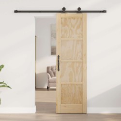 Porte coulissante Naturel et noir 61 x 198,5 cm 623386623386