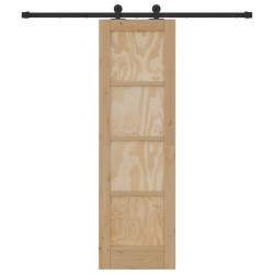 Porte coulissante Naturel et noir 61 x 198,5 cm 623386623386