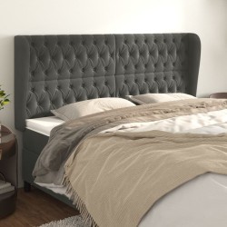 Tête de lit avec oreilles Gris foncé 203x23x118/128 cm Velours 623391623391