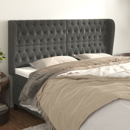 Tête de lit avec oreilles Gris foncé 203x23x118/128 cm Velours 623391623391