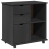 Cabinet roulant Gris 63,5 x 39 x 65,5 cm Bois de Pin Massif 623392623392