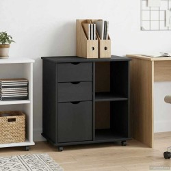Cabinet roulant Gris 63,5 x 39 x 65,5 cm Bois de Pin Massif 623392623392