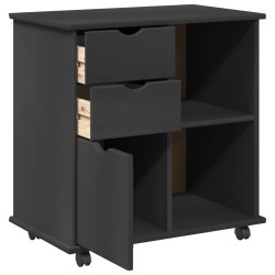 Cabinet roulant Gris 63,5 x 39 x 65,5 cm Bois de Pin Massif 623392623392