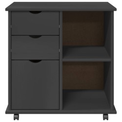 Cabinet roulant Gris 63,5 x 39 x 65,5 cm Bois de Pin Massif 623392623392