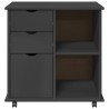 Cabinet roulant Gris 63,5 x 39 x 65,5 cm Bois de Pin Massif 623392623392