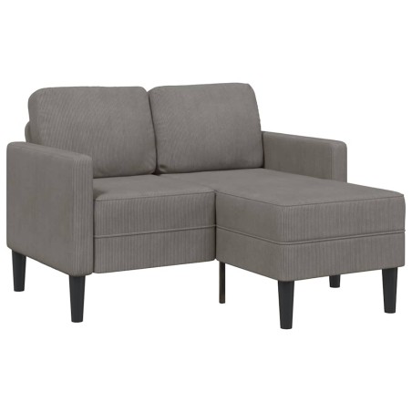 Canapé 2 places avec méridienne en L gris clair 125 cm lin 623395623395