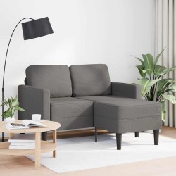 Canapé 2 places avec méridienne en L gris clair 125 cm lin 623395623395
