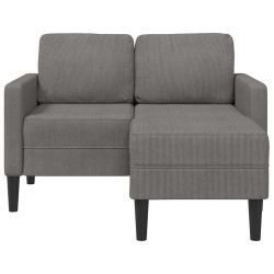 Canapé 2 places avec méridienne en L gris clair 125 cm lin 623395623395
