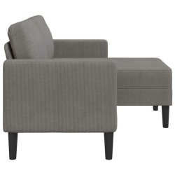 Canapé 2 places avec méridienne en L gris clair 125 cm lin 623395623395