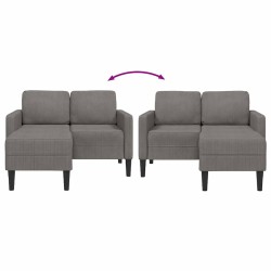 Canapé 2 places avec méridienne en L gris clair 125 cm lin 623395623395