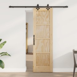 Porte coulissante Naturel et noir 61 x 198,5 cm 623396623396