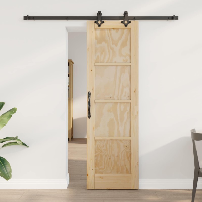 Porte coulissante Naturel et noir 61 x 198,5 cm 623396623396