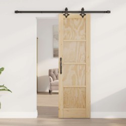 Porte coulissante Naturel et noir 61 x 198,5 cm 623396623396