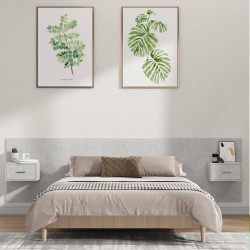 Tête de lit avec armoires Gris béton Bois d'ingénierie 623408623408