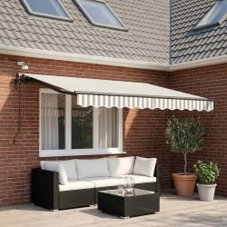 Auvent rétractable Gris clair et blanc 300 x 250 cm Polyester 623426623426