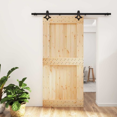 Porte coulissante Naturel et noir 95 x 210 cm 623446623446