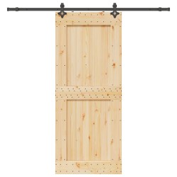 Porte coulissante NARVIK Naturel et noir 95 x 210 cm (213,5 cm) 623457623457