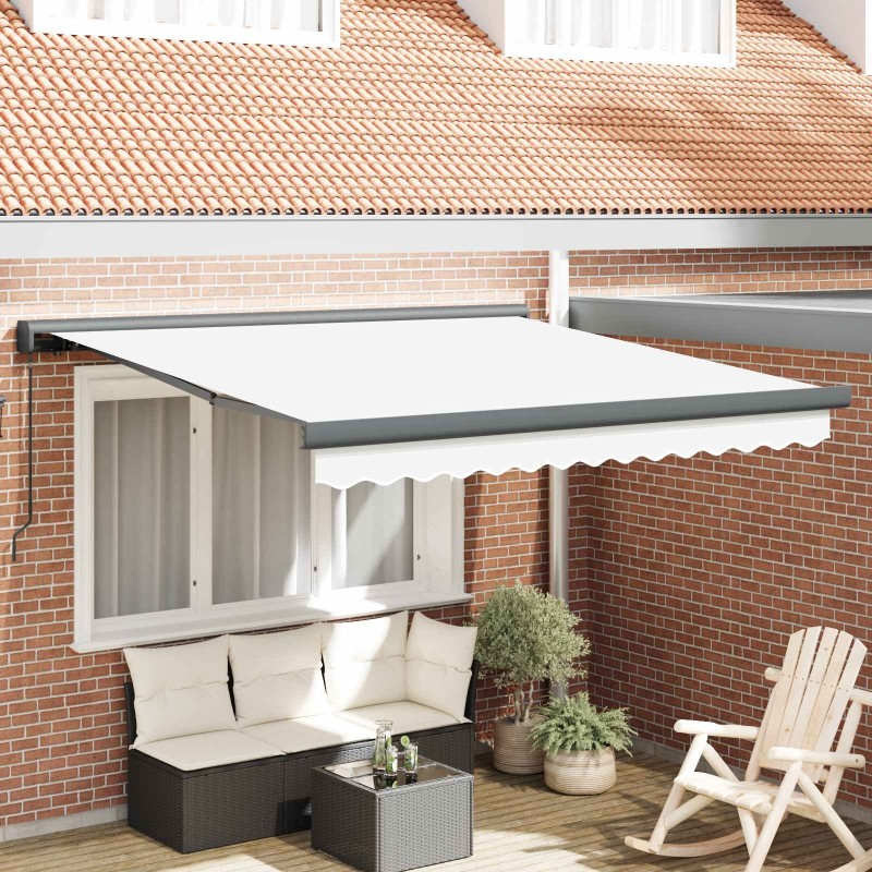 Auvent rétractable Blanc 350 x 250 cm Toile et Aluminium 623477623477