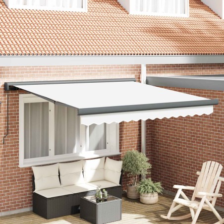 Auvent rétractable Blanc 350 x 250 cm Toile et Aluminium 623477623477
