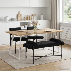 Banc capitonné à boutons avec coussins Noir 110 x 40 x 46 cm 623479623479