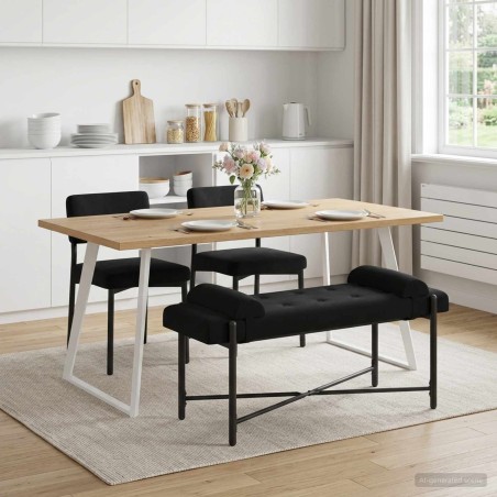 Banc capitonné à boutons avec coussins Noir 110 x 40 x 46 cm 623479623479