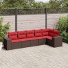 Ensemble de canapé de jardin 6 pcs avec coussins marron résine tressée 623495623495