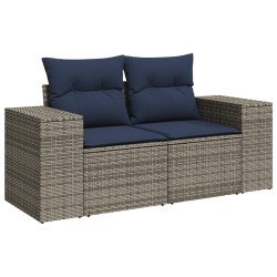 Ensemble de canapé de jardin 5 pcs avec coussins gris résine tressée 623498623498