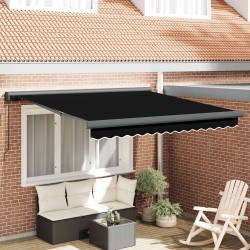 Auvent rétractable Noir 350 x 250 cm Toile et Aluminium 623499623499