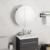 Armoire de salle de bain miroir rond et LED Gris 40x40x17,5 cm 623510623510