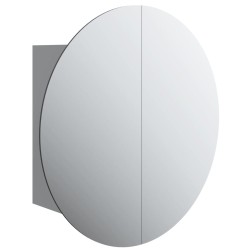 Armoire de salle de bain miroir rond et LED Gris 40x40x17,5 cm 623510623510