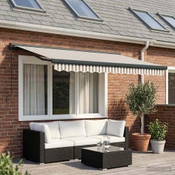 Auvent rétractable Gris clair et blanc 350 x 250 cm 623512623512