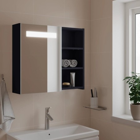 Armoire de salle de bain à miroir avec LED gris 60x13x52 cm 623523623523