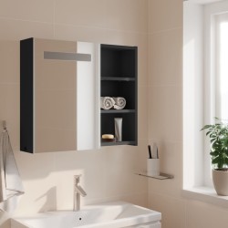 Armoire de salle de bain à miroir avec LED gris 60x13x52 cm 623523623523