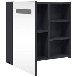 Armoire de salle de bain à miroir avec LED gris 60x13x52 cm 623523623523